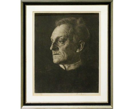 Struck, Hermann (1876 Berlin-Haifa 1944) Portraitdarstellung von "Gerhart Hauptmann", so re. u. bez. Radierung (Altersspuren)