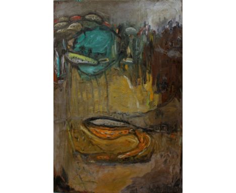 Reimer, Hermann (geb. 1959 in Münster)  "Paisaje", so verso betitelt. Öl/Lwd., rückseitig sign. und dat. 1988. Ca. 175x 125 c