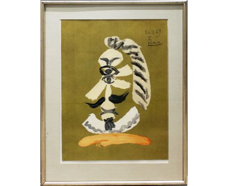 Picasso, Pablo (1881-1973), nach Portrait "Imaginaire II". Farblithographie/braunem Papier, u. mit Bleistift Ex. F82/250 sowi