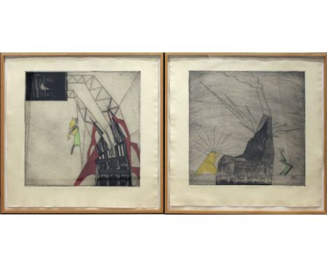 Wewerka, Stefan (1928 in Magdeburg - Berlin 2013) Drei Arbeiten aus der Paris-Serie, je unterhalb der Darstellung handschrift