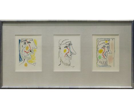 Picasso, Pablo (1881 Malaga - Mougins 1973) Drei Farblithographien mit Profilporträts bärtiger Männer. Je im Stein dat. (19)6