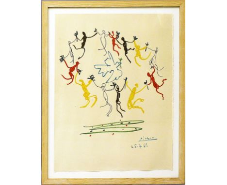 Picasso, Pablo (1881 Malaga- Mougins 1973) nach "La ronde de la jeunesse". Farboffsetlithographie auf Arches-Velin (gebräunt)