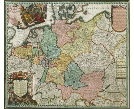 Seutter, Matthäus (1678 Augsburg 1757) Karte von Mitteleuropa "IMPERIUM ROMANO-GERMANICUM". Handkolorierter Kupferstich (Alte