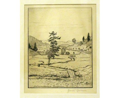 Thoma, Hans (1839 Oberlehen - Karlsruhe 1924) "Das wandernde Bächlein", so in der Darstellung betitelt und monog. Radierung (