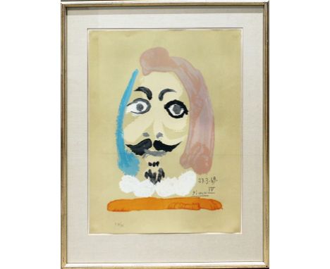 Picasso, Pablo (1881-1973), nach Portrait "Imaginaire IV". Farblithographie/braunem Papier, u. mit Bleistift Ex. F81/250 sowi
