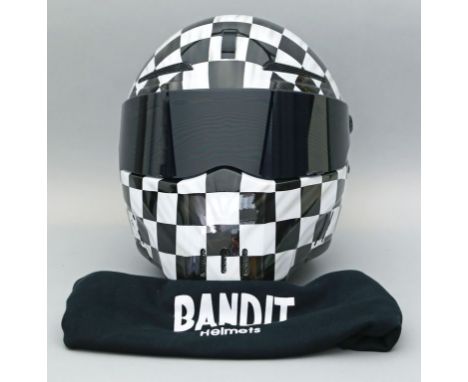 Motorradhelm, Bandit. "Alien II". Schwarz/weiß, personalisiert mit Karomuster und Harley-Davidson Logo. Gepflegter Zustand. G