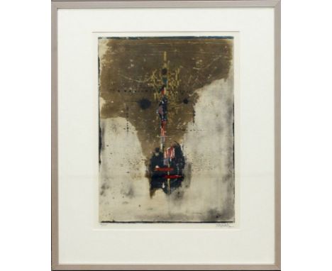 Friedländer, Johnny (1912-1992) Ohne Titel. Farbradierung, re. u. mit Bleistift sign. und li. u. Ex. 58/135. Verso Etikett Ar