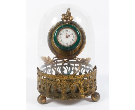 An 800 silver and enamel ladies' fob watch, with enamel guilloche bezel to front with enamel portrait of Queen Victoria verso