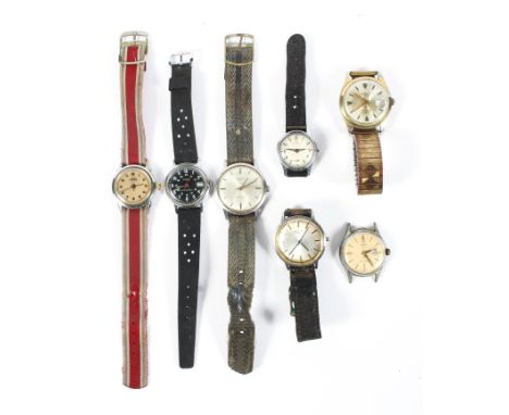 A collection of vintage gentleman's wristwatches, to include a military style manual wind Timex 23571 02574 with 24 hour dial