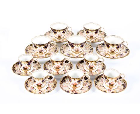 A Royal Crown Derby Imari pattern part tea and coffee service, 20th century, printed iron-red marks, pattern no. 3788/1, comp