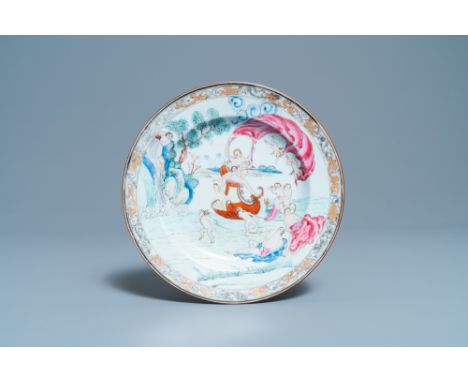 Full title: A Chinese famille rose 'Four elements' plate depicting water, QianlongDescription: Dia.: 22,5 cmÊ Provenance: A F