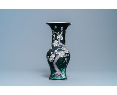 Full title: A Chinese famille noire 'magpie and prunus' yenyen vase, KangxiDescription: H.: 45,5 cmÊ Condition: (UV-checked)-