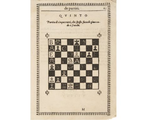[Scacchi]. Gianuzio della Manzia, Orazio. Libro nel quale si tratta della maniera di giuocar' a scacchi con alcuni sottilissi