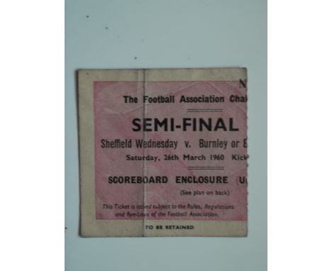 Programme &amp; Ticket for this 1960 FA Cup S/F played at Maine Road. Programme Good, Ticket folded