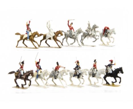Charles Stadden 30/35mm scale Wargaming mounted figures, most part painted, some unpainted, 3 complete, (43 figures, 1 extra 