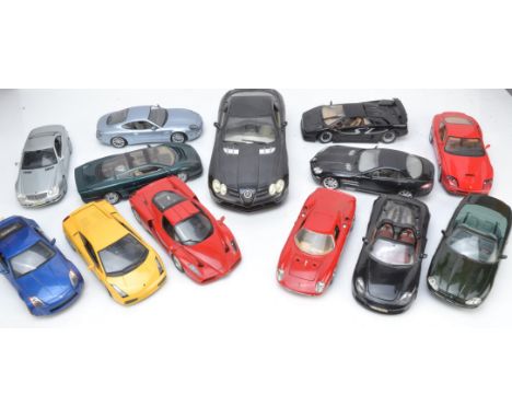 Modern 1/18 and 1/12 Scale Cars, an unboxed group including Motor Max 1:12 scale Mercedes SLR Mclaren and 1:18 scale models, 