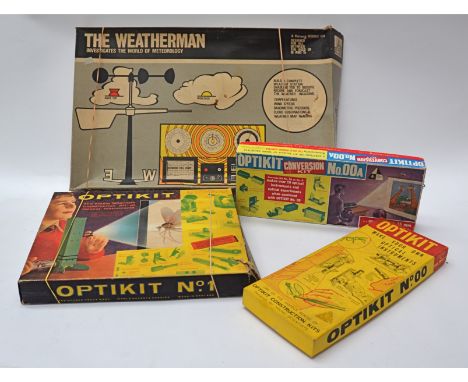 Optikit and Tri-ang The Weatherman Educational Toys, Optikit No 00 Microscope, Conversion Set 00A  to make a Projector and Se