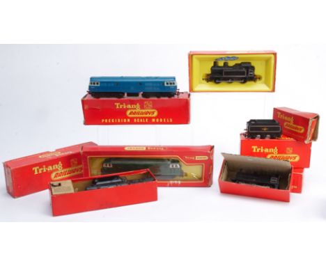 Tri-ang and Tri-ang Hornby 00 Gauge Locomotives, Tri-ang, R150 BR black B12 (Cab steps damaged), R357 A1A A1A BR duck egg blu