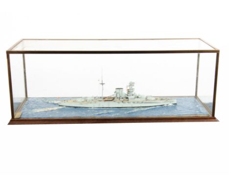 A I:600 Scale Waterline Model of HMS Warspite Under Steam, a fine quality model constructed and finished to a high standard m