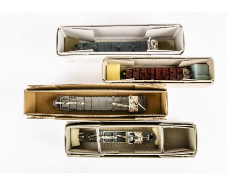 White Metal 1/1250 Scale Merchant Ships By Bille, four boxed examples Chloe Bi 128, Independent Venture Bi 129, Nedlloyd Amaz