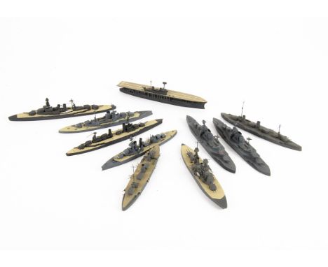 Bassett-Lowke Naval Waterline Models 1/1200 Scale, all with Bassett-Lowke paper labels includes, Queen Elizabeth, King George