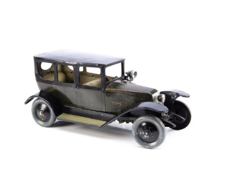 A Large JEP Tinplate Clockwork Renault Saloon No 7392, made from 1925-1934, dark green body, black lining, black chassis and 