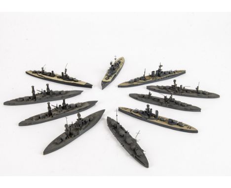 Bassett-Lowke Naval Waterline Models 1/1200 Scale, all with Bassett-Lowke paper labels includes, Royal Sovereign, Iron Duke, 