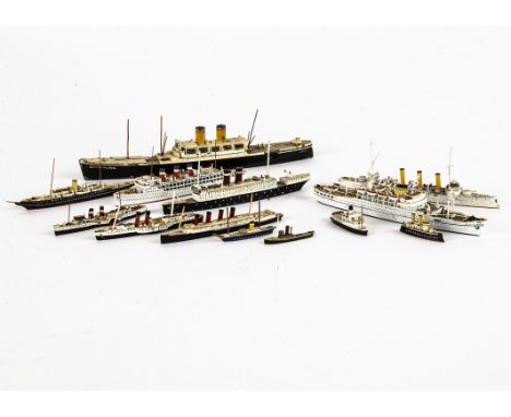 1/1250 Scale White Metal Merchant Ship Models,  various examples including Bogotaya, Africa by Carat, SS Deutschland, Waverle