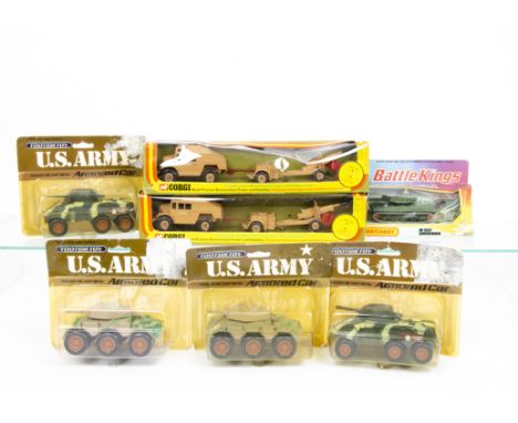 Military Diecast, Corgi Toys 909 Quad Tractor, Trailer &amp; Gun (2), Matchbox BattleKings K-109 M-551 Sheridan Tank, Tootsie