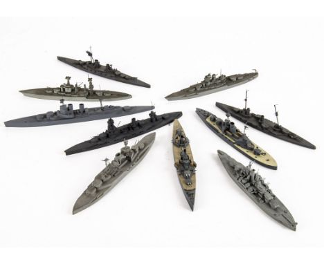 Bassett-Lowke Naval Waterline Models 1/1200 Scale, all with Bassett-Lowke paper labels includes, Royal Sovereign, HMS Renown,