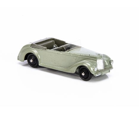 A Dinky Toys 38e Armstrong Siddeley Coupe, unusual example with light grey body, dark grey seats, black ridged hubs, VG-E