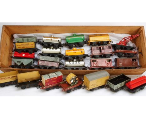 Hornby O Gauge Post-war Freight Stock,  including Manchester, Shell Lube and other tank wagons, BR cattle wagon, LMS Insul Me