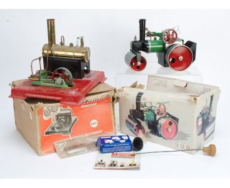 A Mamod SE3 Stationary Steam Engine and SR1a Steam Roller, both in original boxes and appear little used, the twin-cylinder e