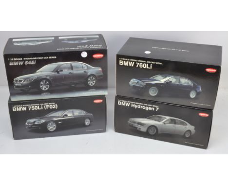 Kyosho 1/18 Scale BMW Models, a boxed group of four comprising 08781 BK 750Li (F02), 08591W 545i Sedan, 08574S Hydrogen 7 and