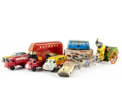 Various Makers Tinplate Toys, Chad Valley Express Furniture Removal Pantechnicon, Brimtoy Pocketoy Road Roller (boxed), Esso 