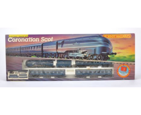 Hornby 00 Gauge R836 Coronation Scot Train Set, comprising LMS blue Coronation Class 6220 'Coronation' Locomotive and Tender 