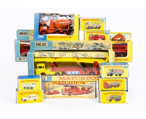 Matchbox, including King-Size K-11 DAF Car Transporter, K-13 Ready-Mix Concrete Truck, K-7 Refuse Truck, K-1 Foden Tipper Tru