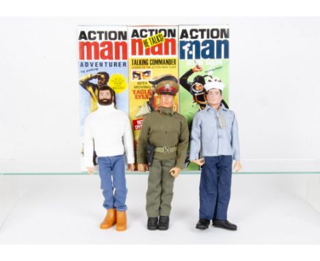 Hasbro 40th Anniversary Action Man Figures, Action Sailor, Talking Commander, Adventurer, in original boxes, E, commander no 