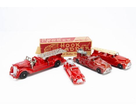 A Hubley Kiddie-Toy Hook  and Ladder Fire Engine No 473, with accessories, approx 240mm in length, in original box, with two 