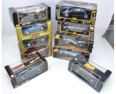 BMW and VW 1/18 Scale Modern Models, a boxed group comprising BMW  Jadi Model Craft 98101 M6 and 98102 M6 (loose in box), Mai