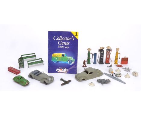 Repainted Dinky Cars and items of 0 Gauge Street Furniture by various makers, Dinky, repainted Alvis in light grey with mid g