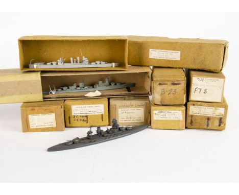 1/1200 Scale Naval Waterline Models,  various models including four by A D Services Ltd London includes Vihovlo others unname