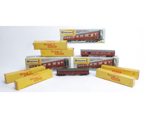 Tri-ang and Kitmaster TT Gauge Coaches, Tri-ang, BR maroon (9, one with repainted roof, one unboxed one lacks a coupling), BR