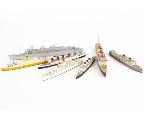 1/1200 Scale Merchant Ship Merchant Ships by Bassett-Lowke, all with Bassett-Lowke paper labels includes, Queen Mary, Orcades