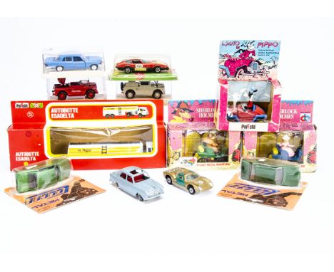 Various Diecast, including Old Cars Fiat Campagnola (2), Solido/Cougar BMW 530 (2), Polistil Goofy's Car, Polfi Toys Ferrari,