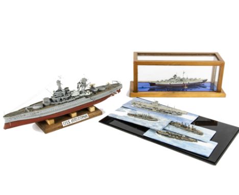 1/1200 Scale and Larger Waterline Models, four wood/plastic models of Ark Royal HMS Weymouth, HMS Good Hope and HMS Warrior o