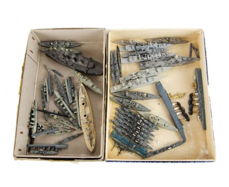 Vintage and Modern Naval Waterline Models, all unboxed and mainly unmarked small scale models First World War and Later, incl