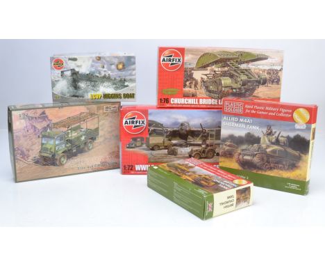 WWII Military Plastic Kits and Others boxed kits including 1:72 scale by Plastic Soldier V20004/2V20017, Airfix A05330, 01321