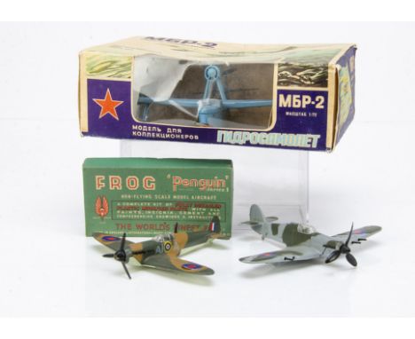 Aircraft Models, USSR 1:72 diecast MBR-2 Seaplane, Frog/Penguin Series 1 Spitfire Mk XII kit No 109P, in original boxes, loos