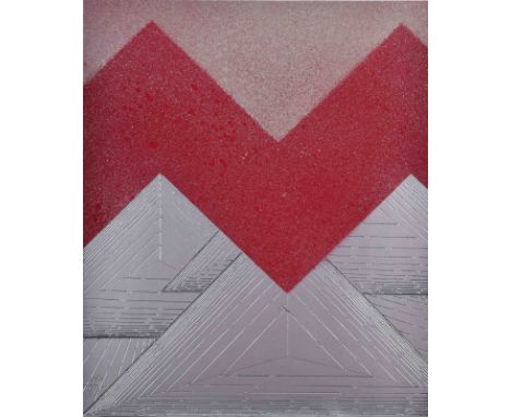   Volkmar HAASE (1930-2012)   "Ohne Titel"  Grafik - Farbserigraphie mit Prägung, 30 cm x 25 cm,  unten links handsigniert un